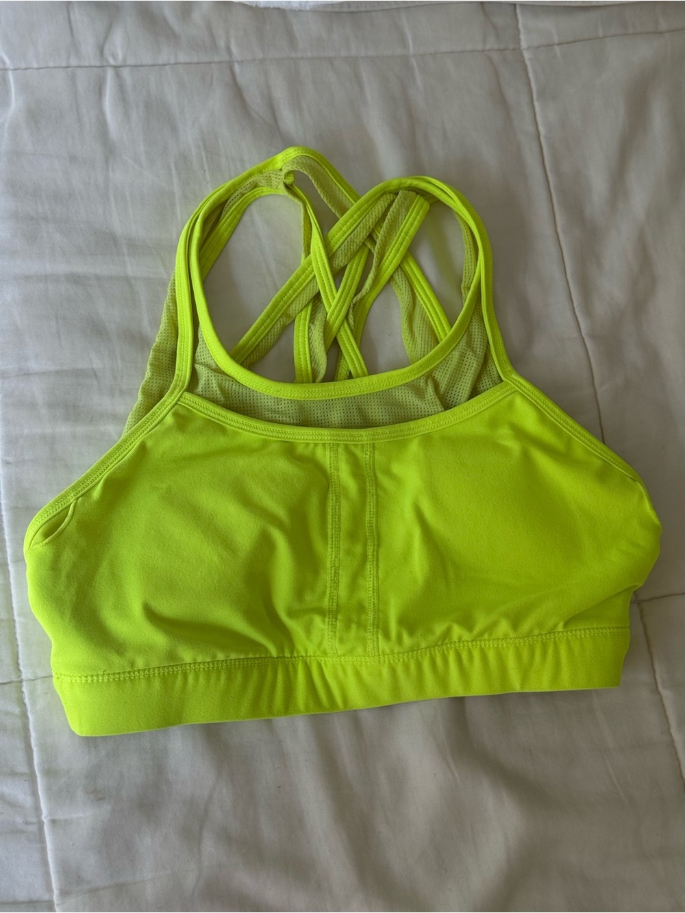Fabletics Neon Yellow Crisscross Sports Bra